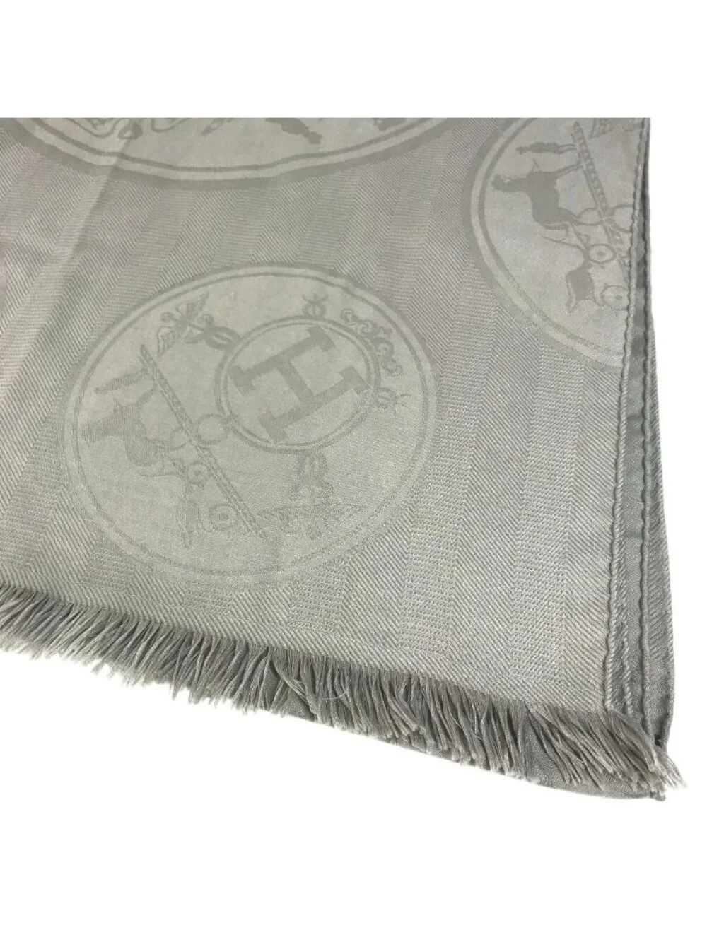 Hermes Shawl New Libris Cashmere Gray Scarf - Picture 5 of 9
